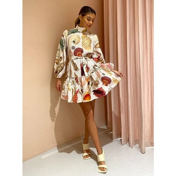 NWT ALÉMAIS Alemais Atlantis Smock Mini Dress Size AU 8 US 4 - Picture 2 of 16